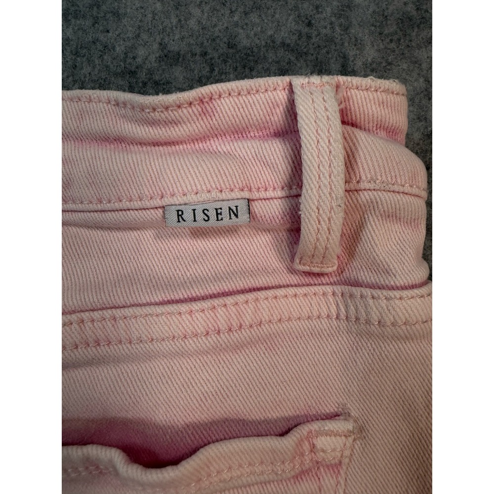 Risen Jeans Pink Acid Wash Wide Leg Raw Hem Cropped Jeans Size 9/29 - Picture 6 of 8